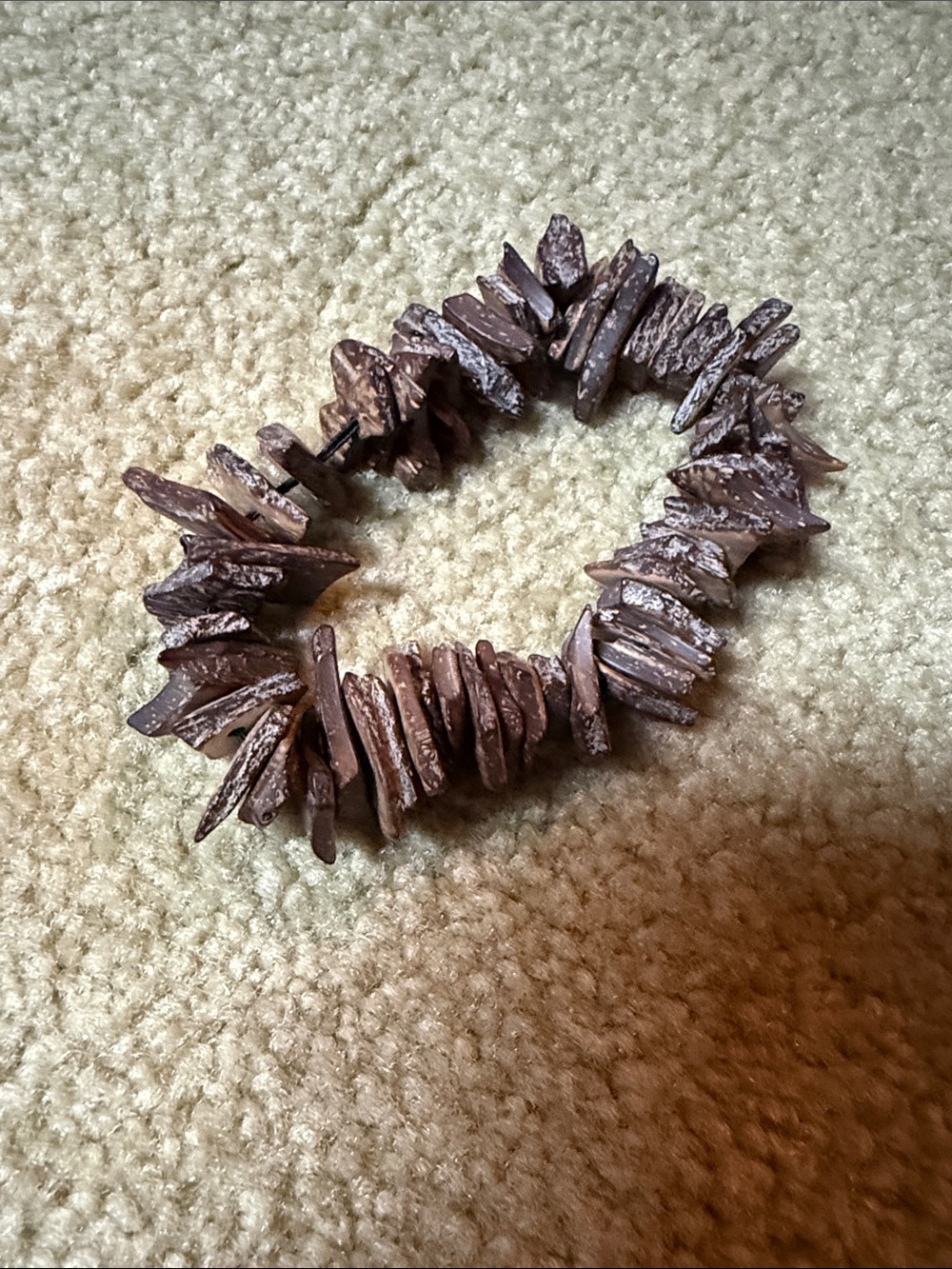 Chunky Natural Stone Stretch Bracelet - Brown